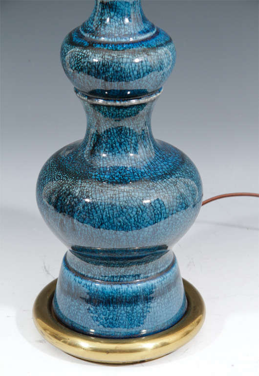 A Pair of Mid Century Stiffel Crackle Glaze Lamps