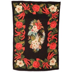 Antigua alfombra ucraniana de lana y pelo de algodón, años 1880