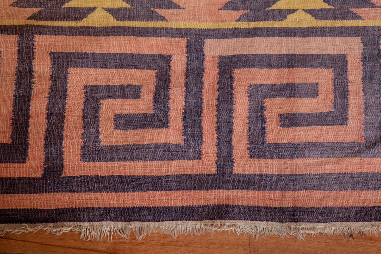 Antique Oversize Cotton Dhurrie Rug (Indisch)