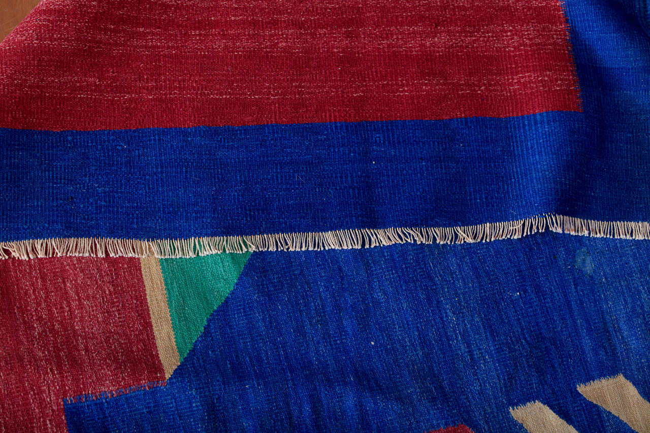 Antike übergroße indische Dhurrie-Baumwolle im Art déco-Stil im Angebot 3