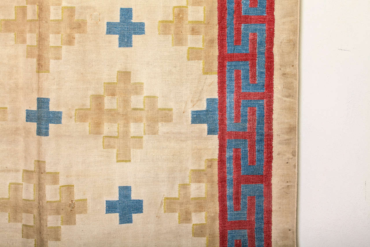 Antiker Dhurrie-Teppich aus Baumwolle (20. Jahrhundert) im Angebot