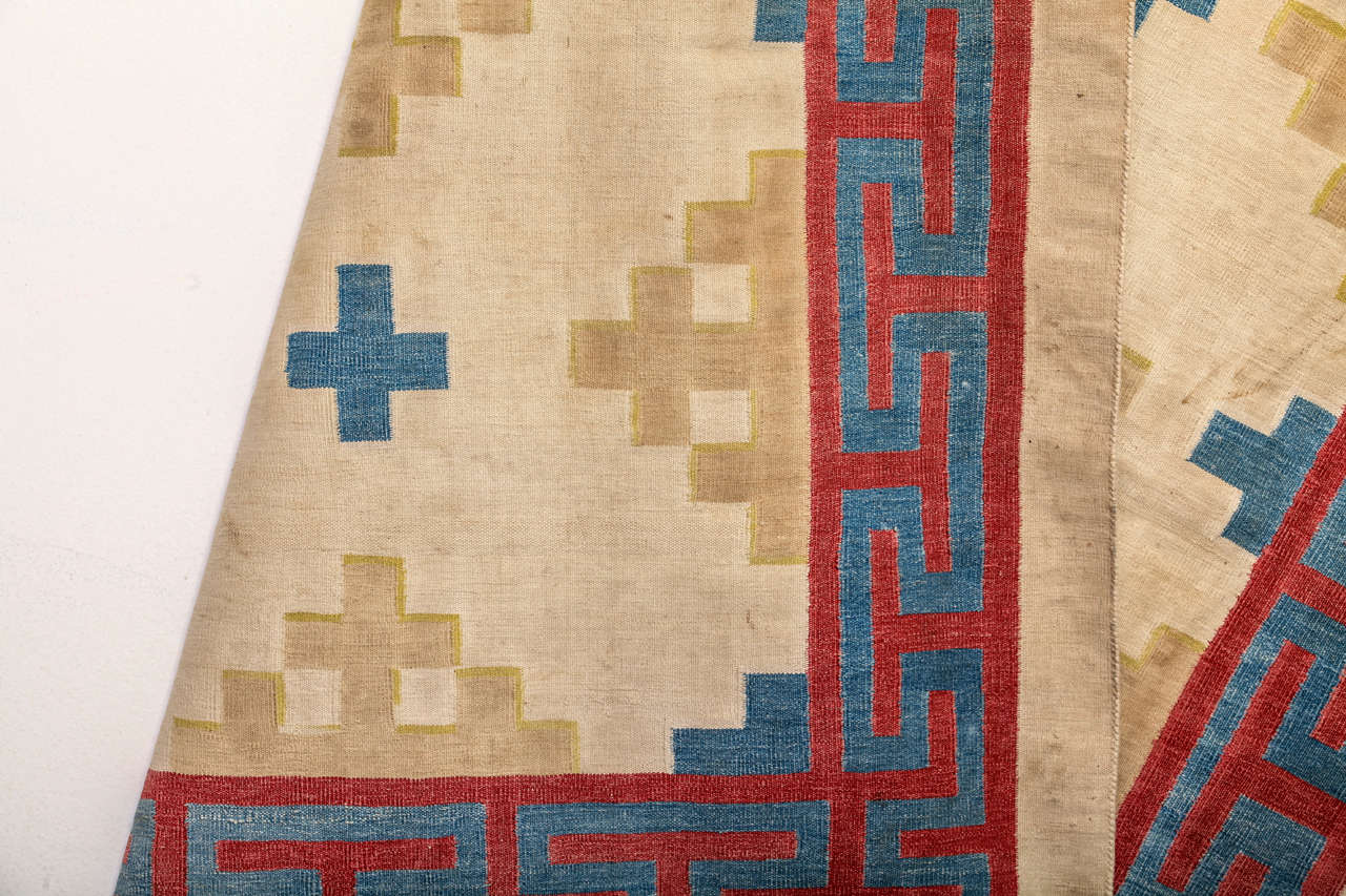 Antiker Dhurrie-Teppich aus Baumwolle im Angebot 1