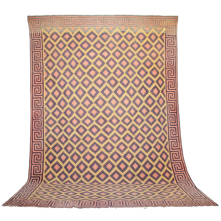 Antique Oversize Cotton Dhurrie Rug at 1stDibs antique dhurrie rugs