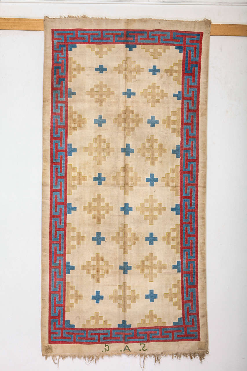 Antique Cotton Dhurrie Rug For Sale at 1stdibs