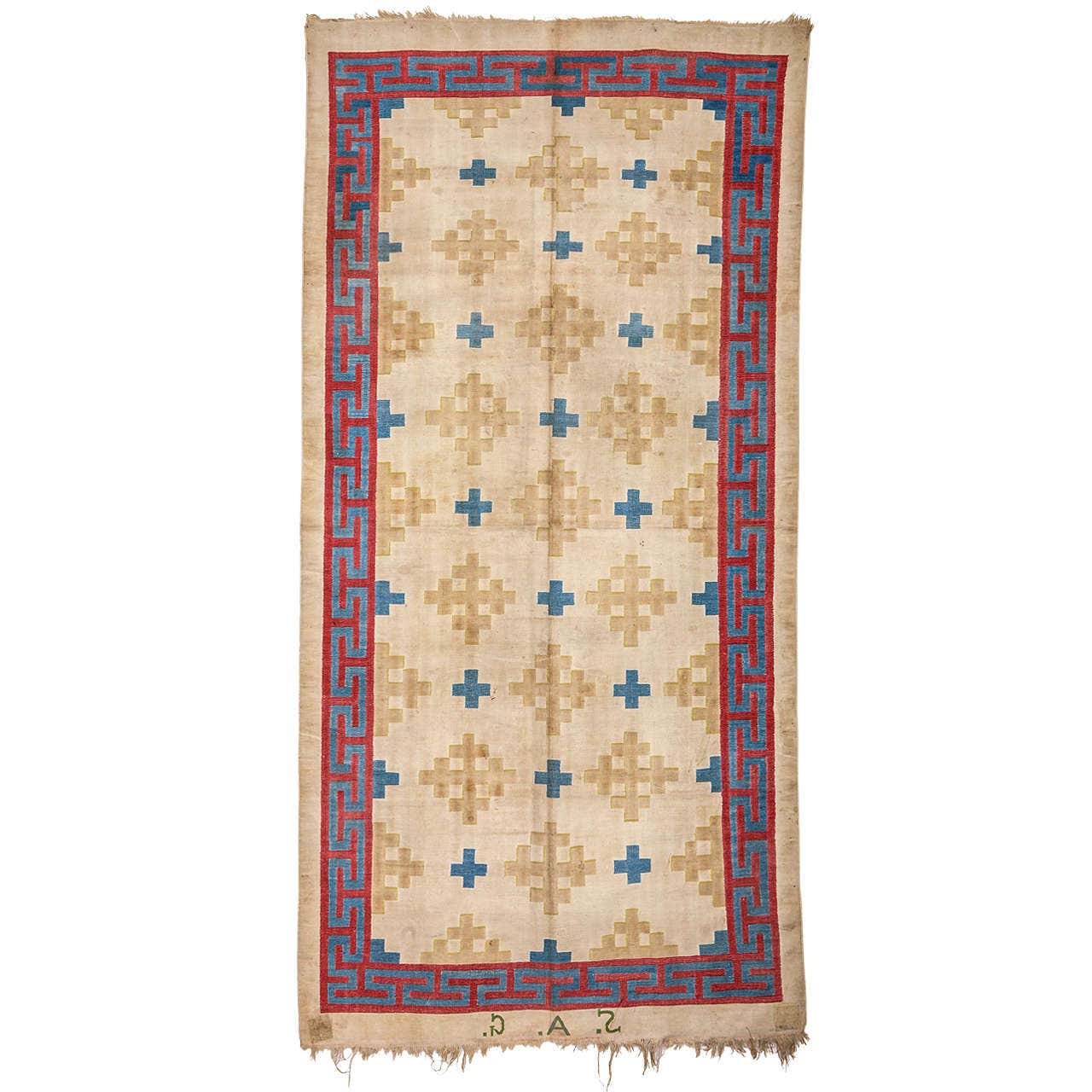 Durries Rugs Antique Cotton Dhurrie Rug For Sale at 1stDibs | dhurrie rugs vintage ...