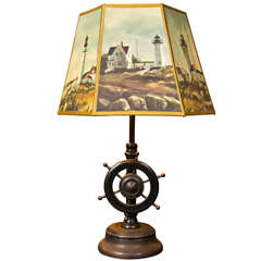 Ships Wheel Table Lamp With Parchment Shade
