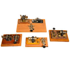 Antique Set of Four Morse Code Keys and Sounders