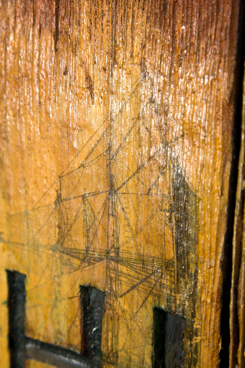 American Craftsman Decorated Ships Hatch Cover circa 1900 For Sale