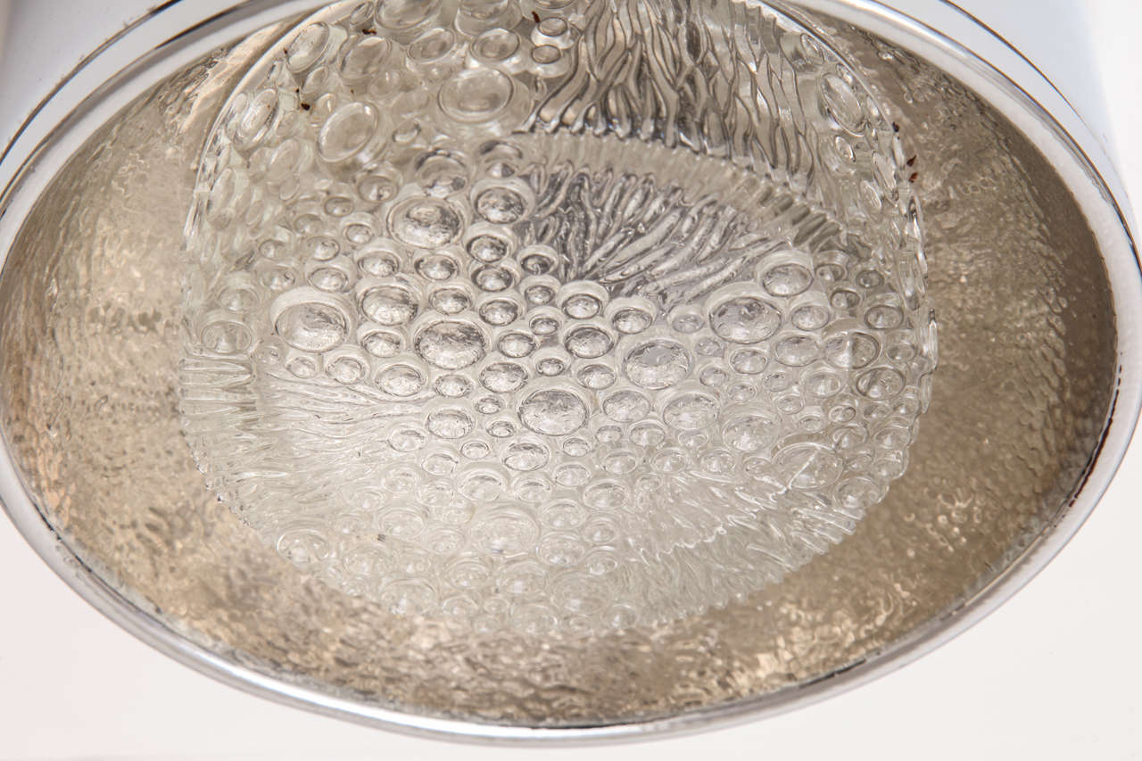 Mid-20th Century Pair Clear Bubble Glass Flush Mount  Light Fixtures