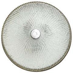 Vintage Round Textured Clear Glass Flush Mount Light Fixture