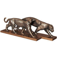 Two 1940s Bronze Panthers by Paul Thomas
