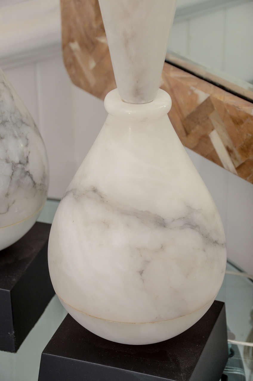 Pair of Vase Form Alabaster Table Lamps 1