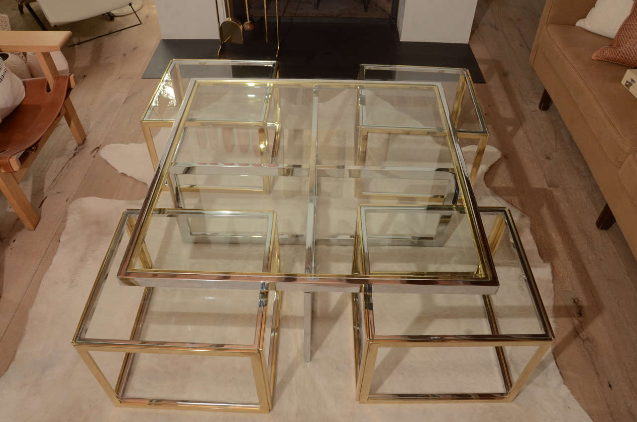 Mid-Century Modern 1970's Jean Charles Coffee Table With Four Cubes