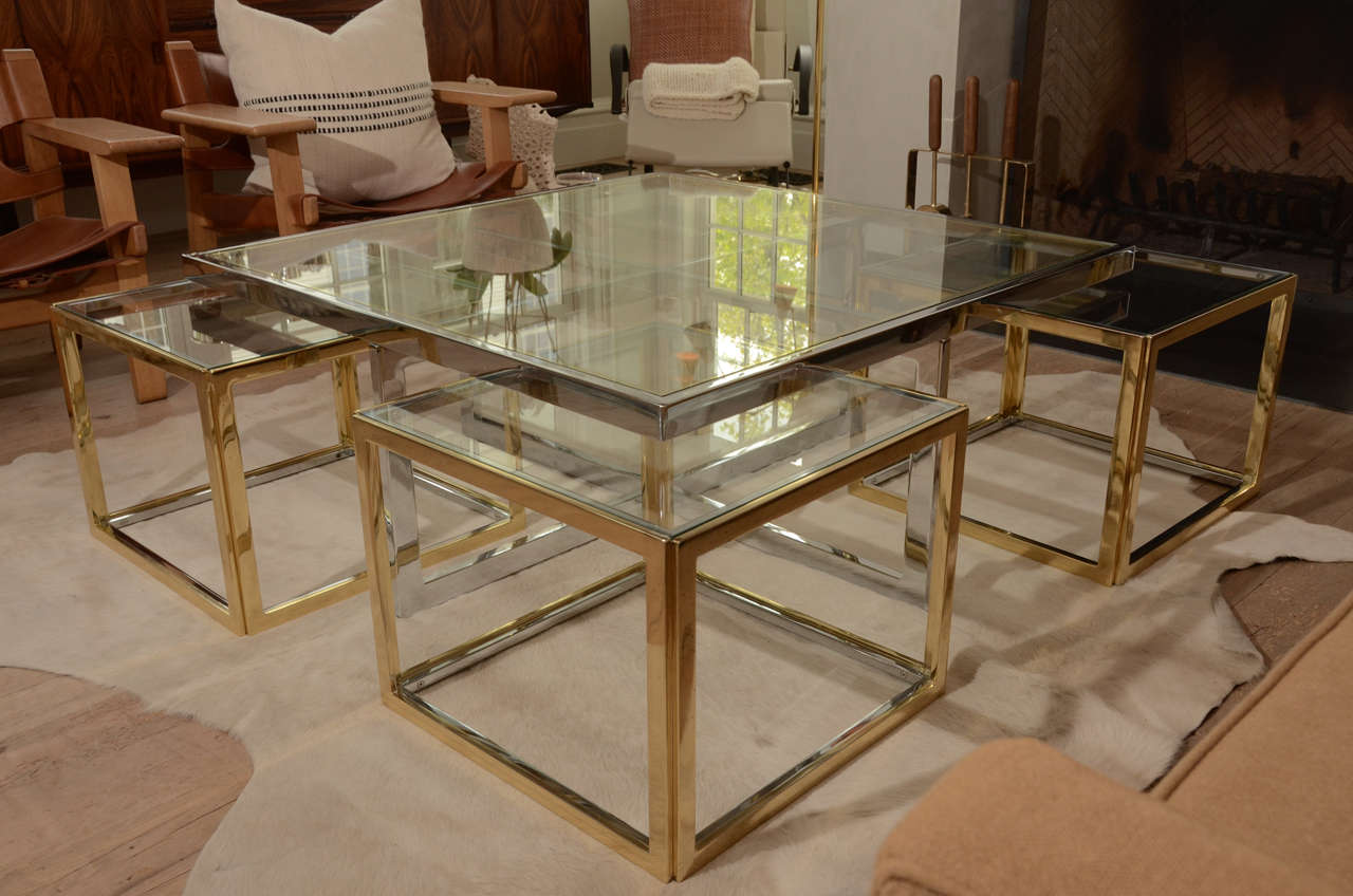 French 1970's Jean Charles Coffee Table With Four Cubes