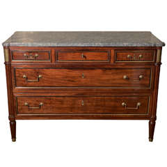 Louis XVI mahogany commode with marble top