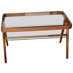 Mid-century Italian Wood And Glass Occasional Table