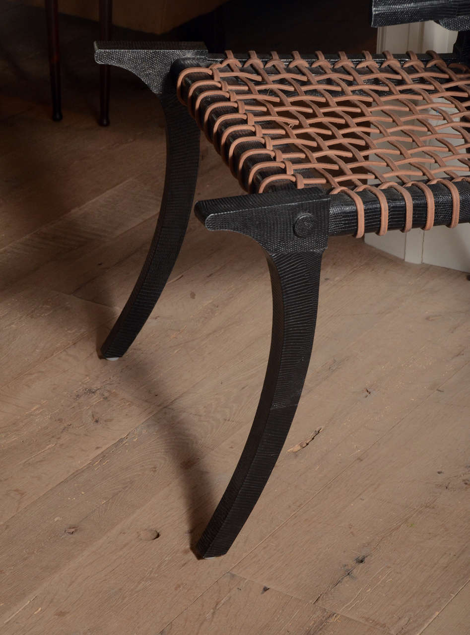 Klismos Lower Back Chair in Black Lizard For Sale at 1stDibs