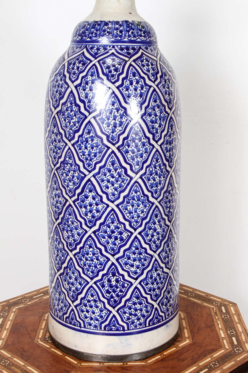 Moroccan Ceramic Table Lamps from Fez In Excellent Condition In North Hollywood, CA