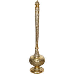 Elegant Tall Moroccan Polished Brass Incense Burner