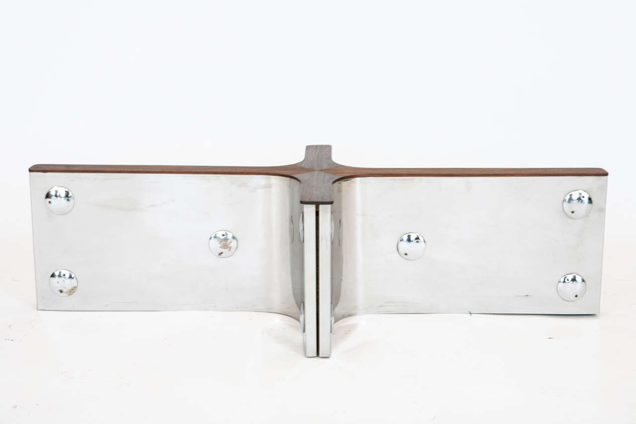 Stainless Steel and Wood Coffee Table 3
