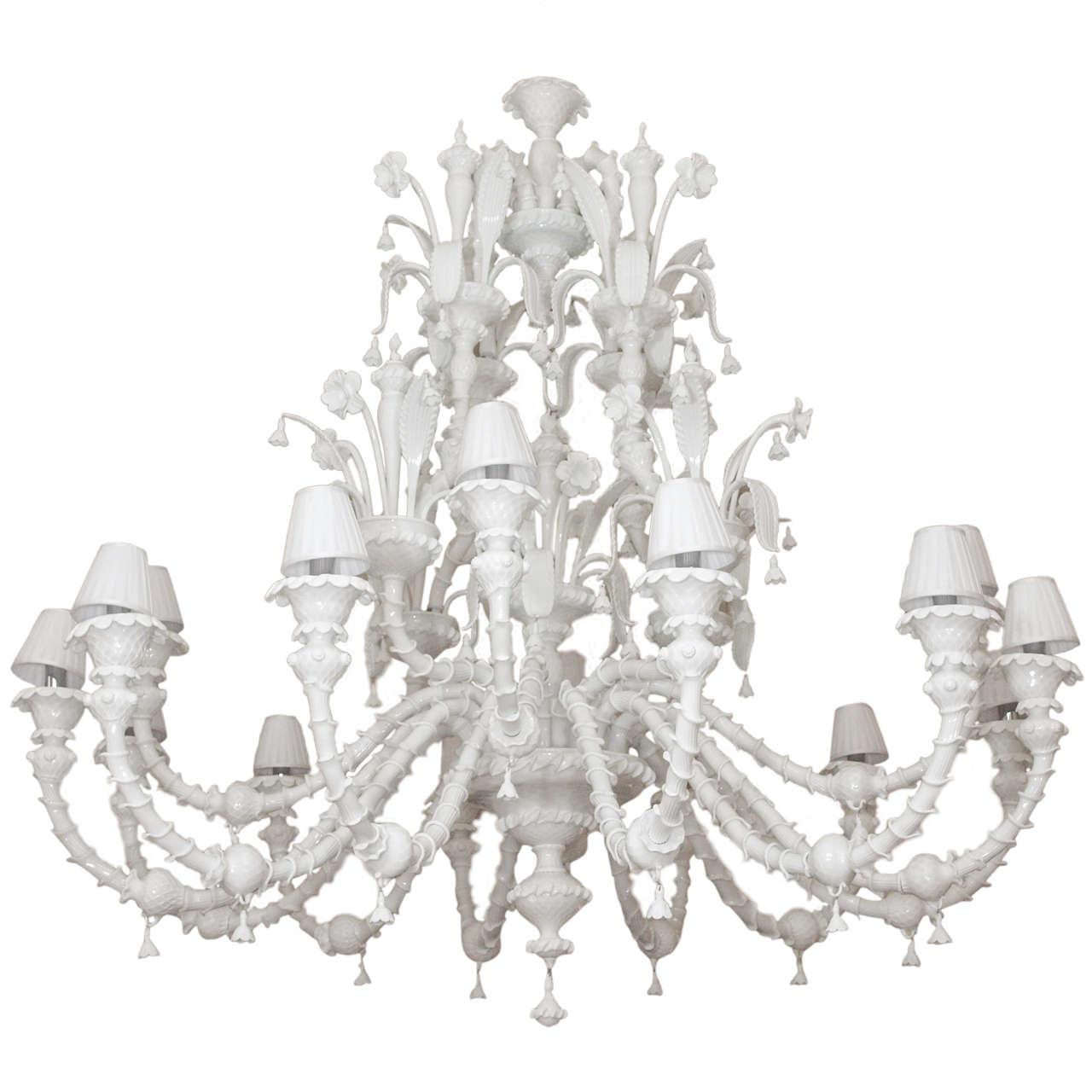 SATURDAY SALE Enormous Milk-Glass Murano 16-Light Chandelier