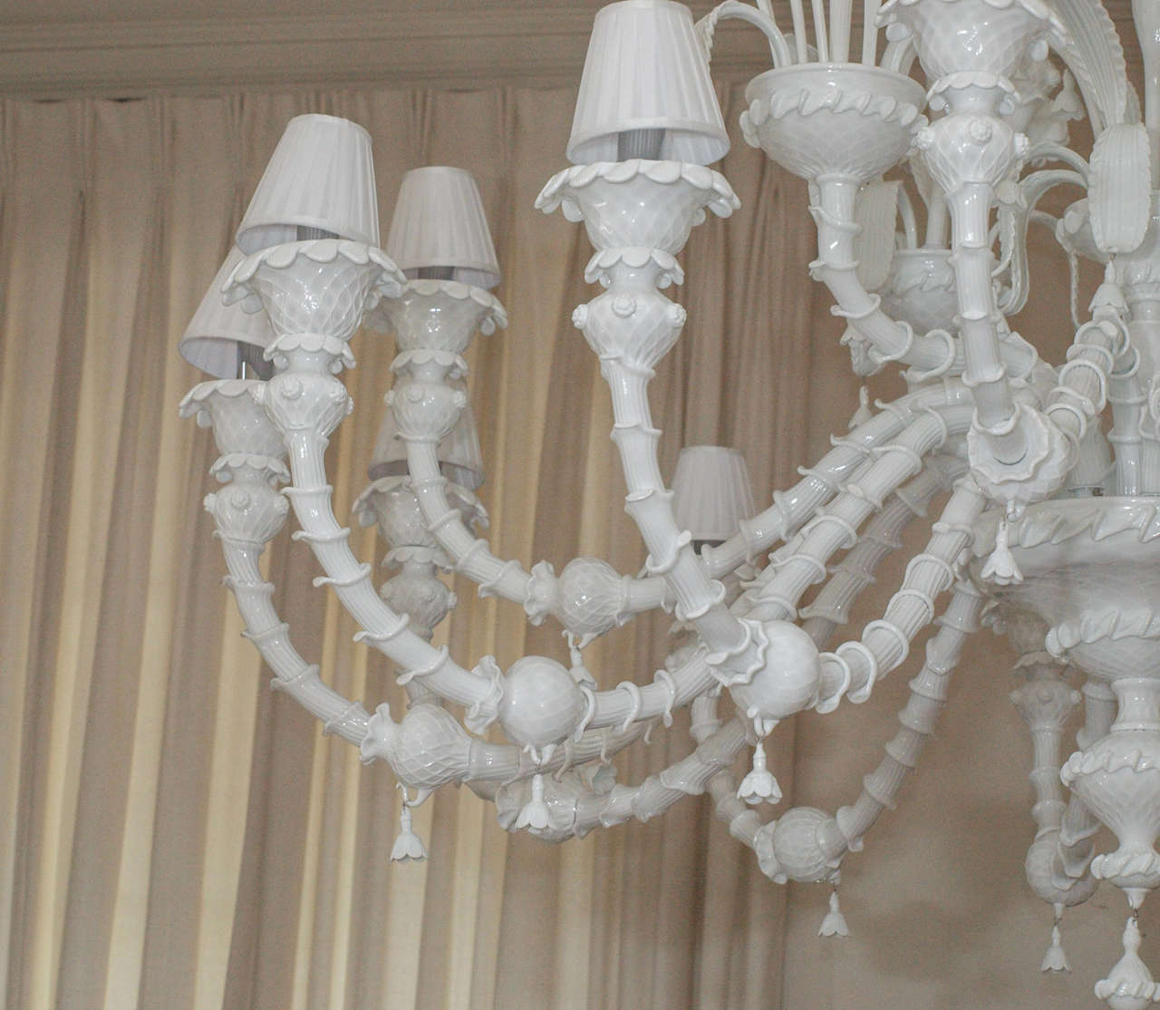 SATURDAY SALE Enormous Milk-Glass Murano 16-Light Chandelier at 1stdibs