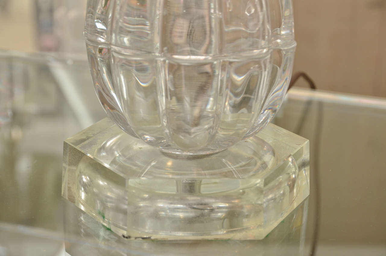 Pair of Crystal Art Deco Lamps In Excellent Condition In Water Mill, NY