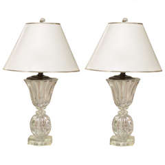 Pair of Crystal Art Deco Lamps