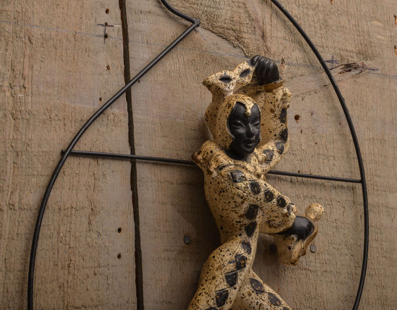 Pair of Male and Female Harlequins Suspended on Metal Frames 2