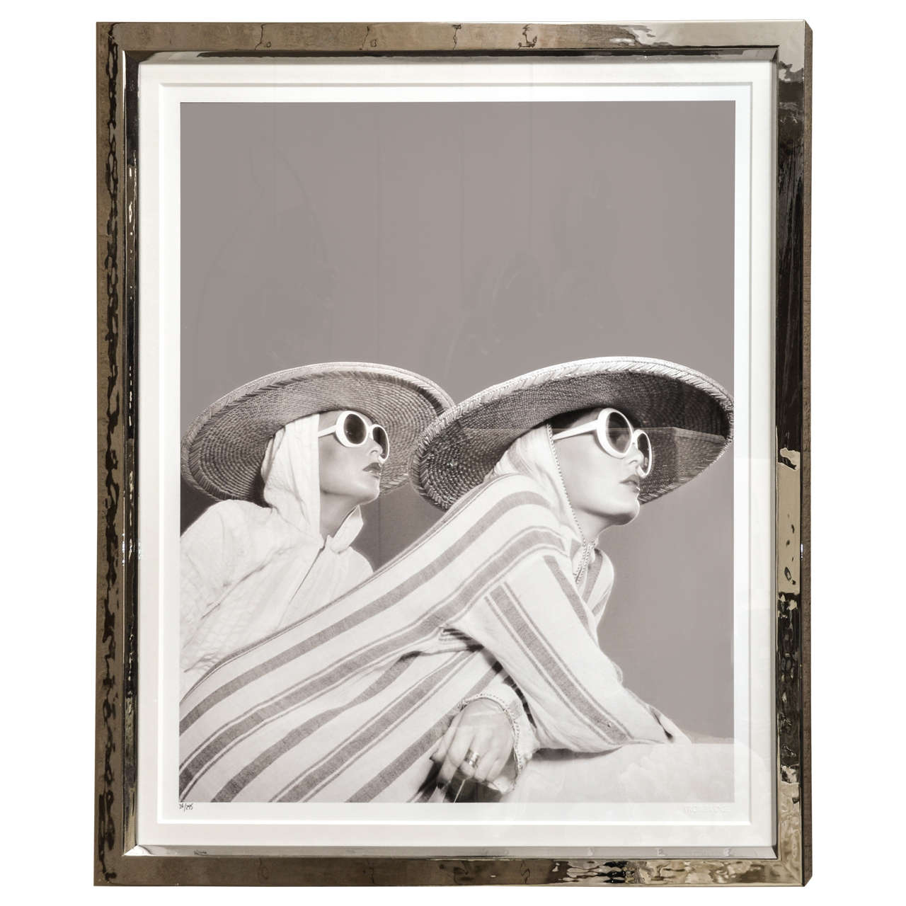 Fashion Photograph in Silvered Metal Frame by Willie Christie For Sale