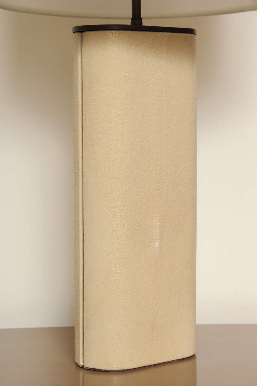 American Cream Shagreen Wrapped Table Lamp, c. 1970