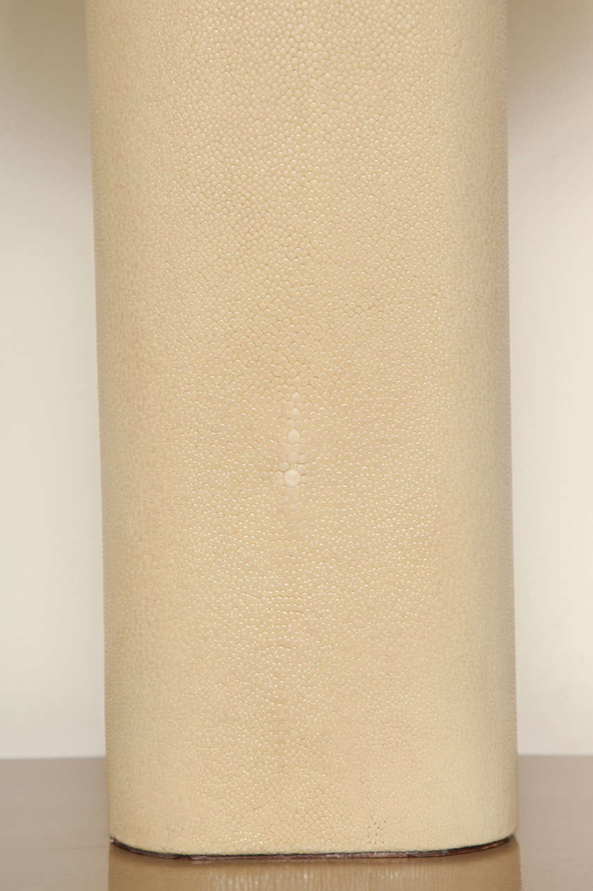 Late 20th Century Cream Shagreen Wrapped Table Lamp, c. 1970