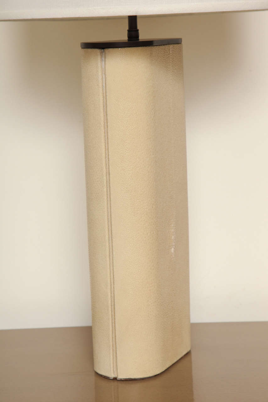 Cream Shagreen Wrapped Table Lamp, c. 1970 1