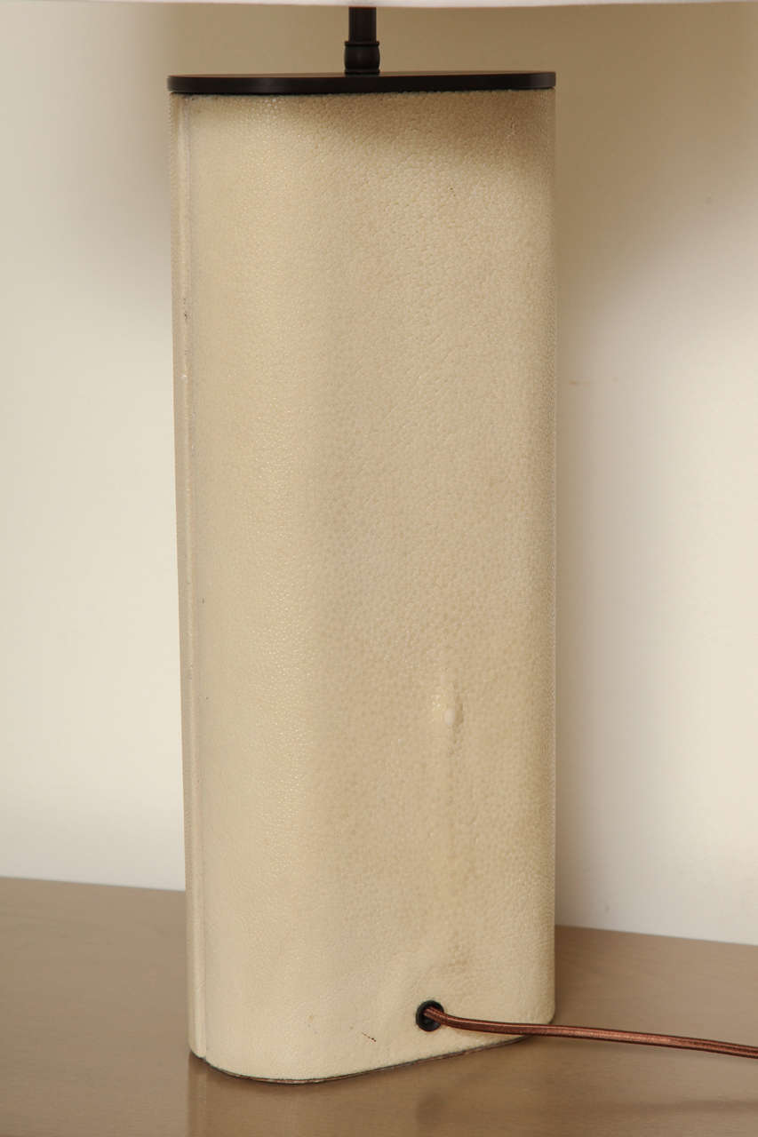 Cream Shagreen Wrapped Table Lamp, c. 1970 2