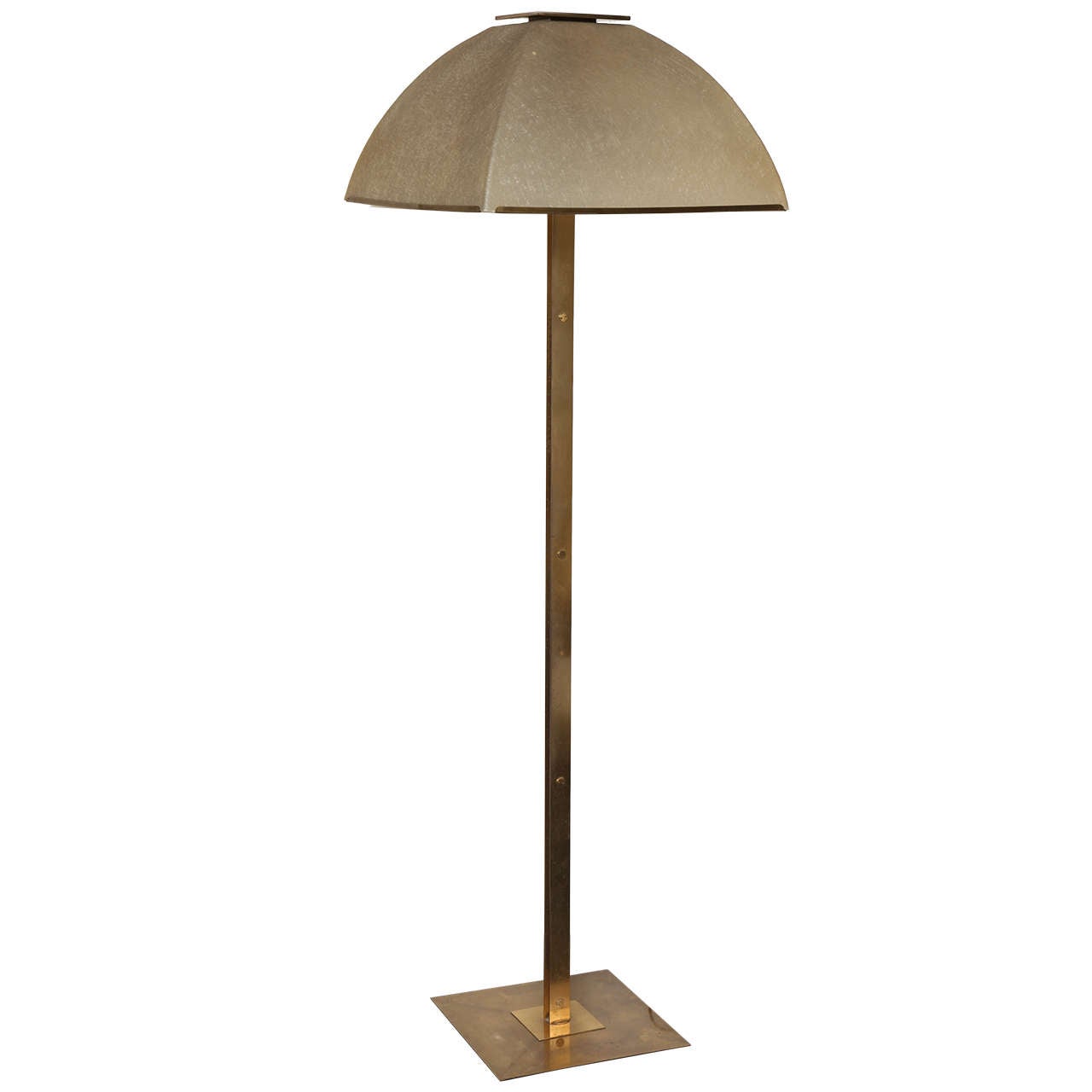 Late 20th Century Bronze Floor Lamp On Polished Square Column