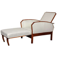 Early 20th Century Walnut Chaise Lounge, Three Positions