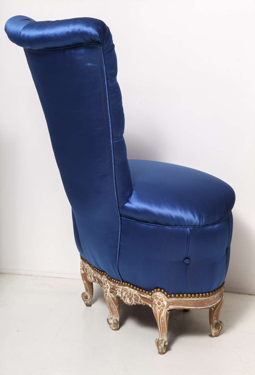 American Occasional Chair with Tufted Blue Upholstery