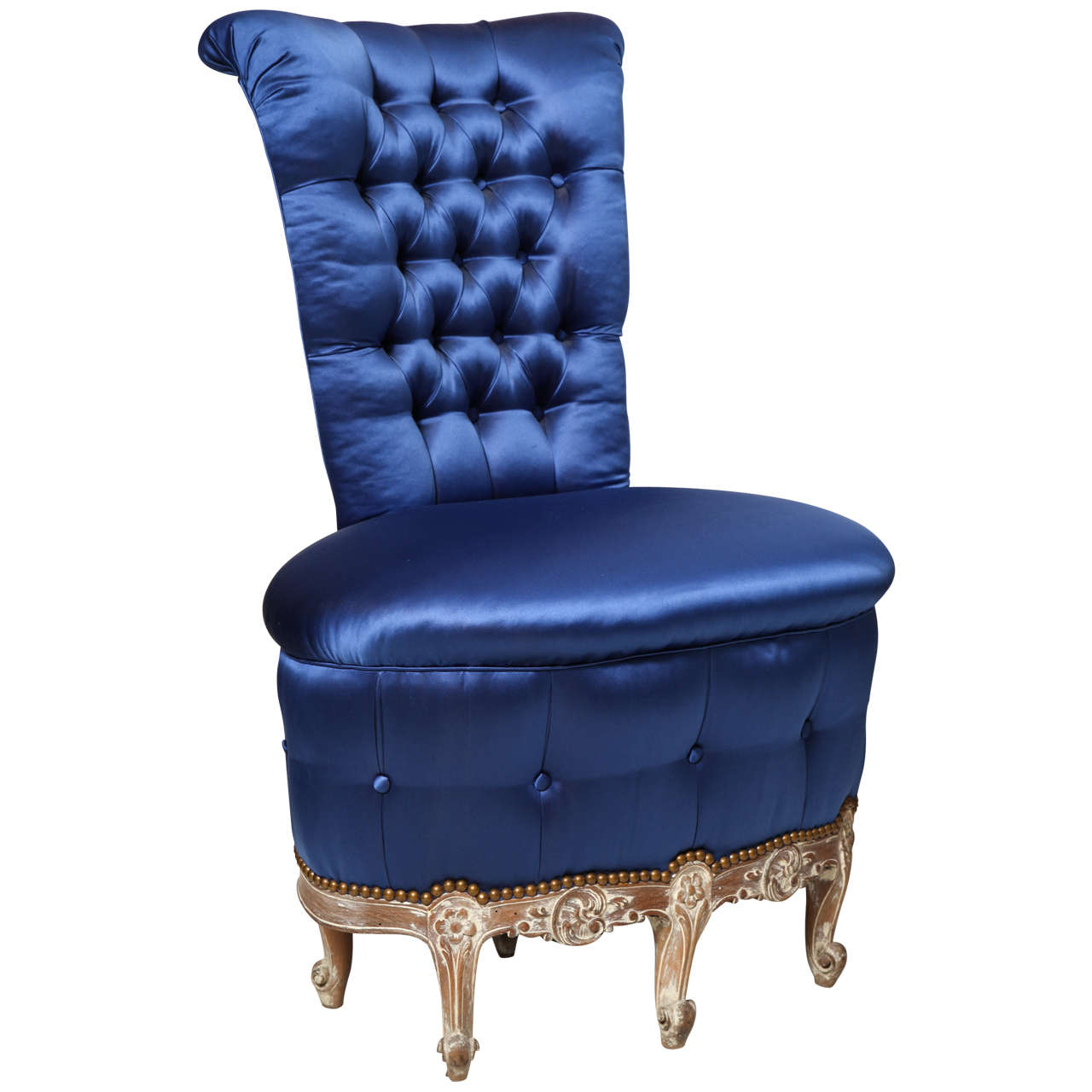 Occasional Chair with Tufted Blue Upholstery