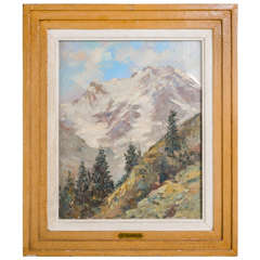 20th Century Oil on Canvas Mountain Painting