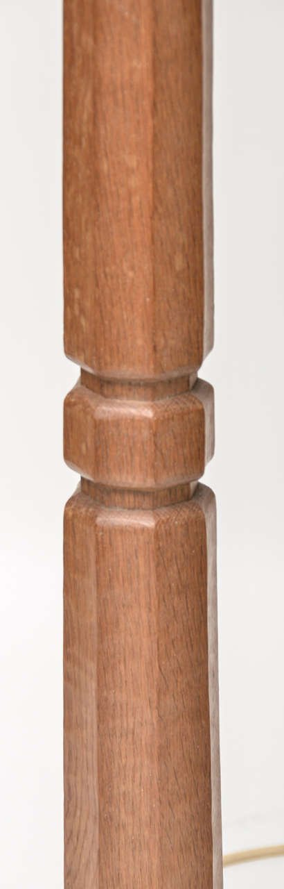 British Mouseman English Oak Standing Lamp with Polygonal Base and Fat 