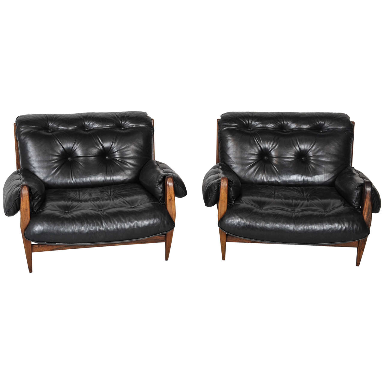 Pair of Jean Gillon Brazilian Lounge Chairs for Italma Wood Art