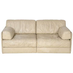Rare Off-White De Sede DS-76 Sectional Two-Seat Sofa Bed 10