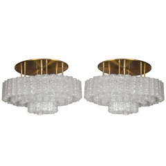 pair of Doria ice glass chandeliers