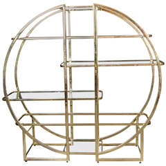 Architectural Circular Vitrine Etagere in the Style of Milo Baughman