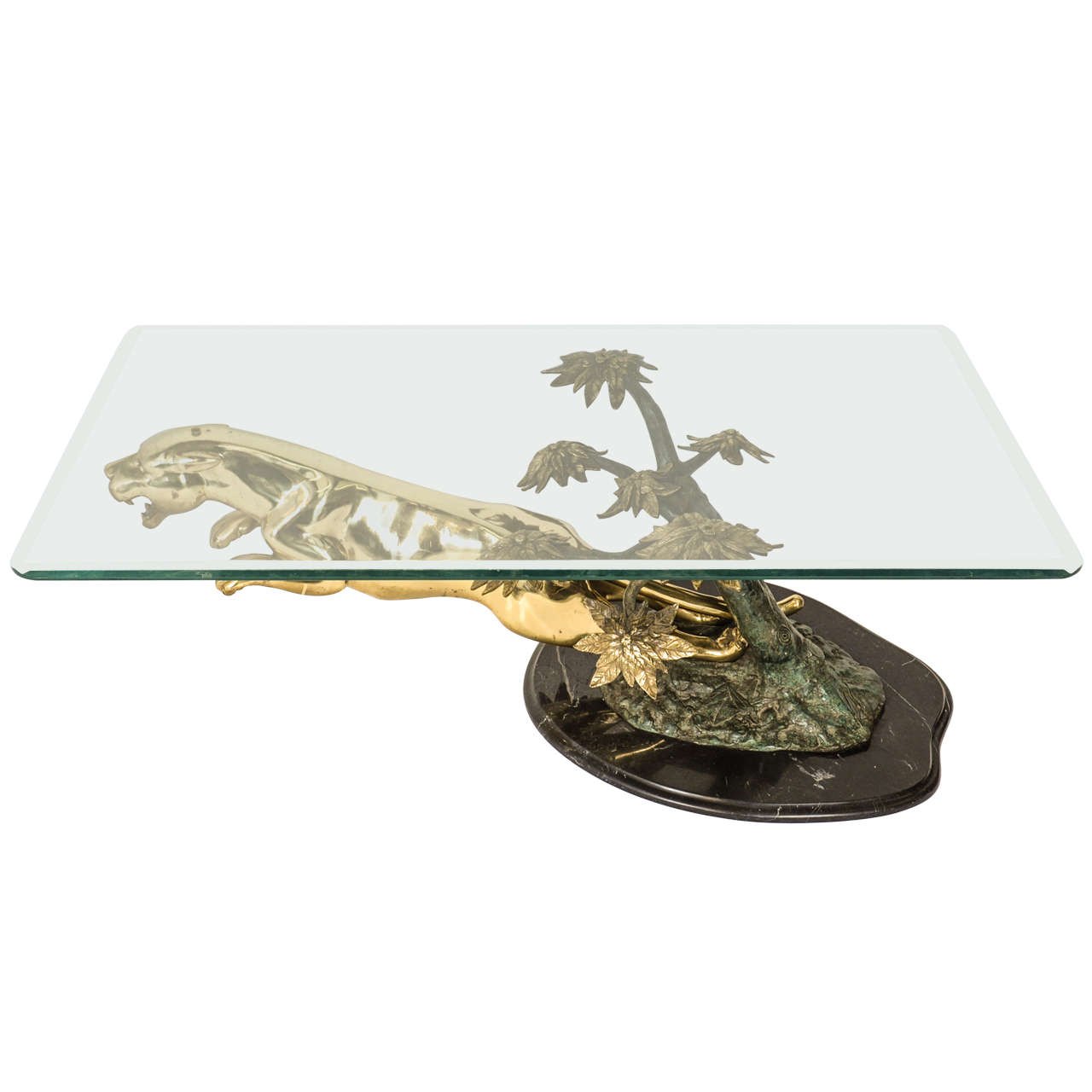 Brass Gold Jumping Jaguar Coffee Table at 1stDibs jaguar table, jaguar glass table, vintage