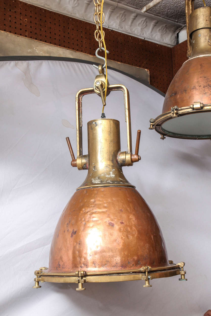 English Vintage Copper and Brass Ship's Lights