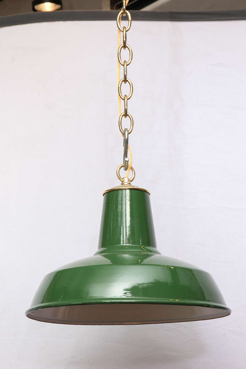 British Hunter Green Enamel Pendant Lights