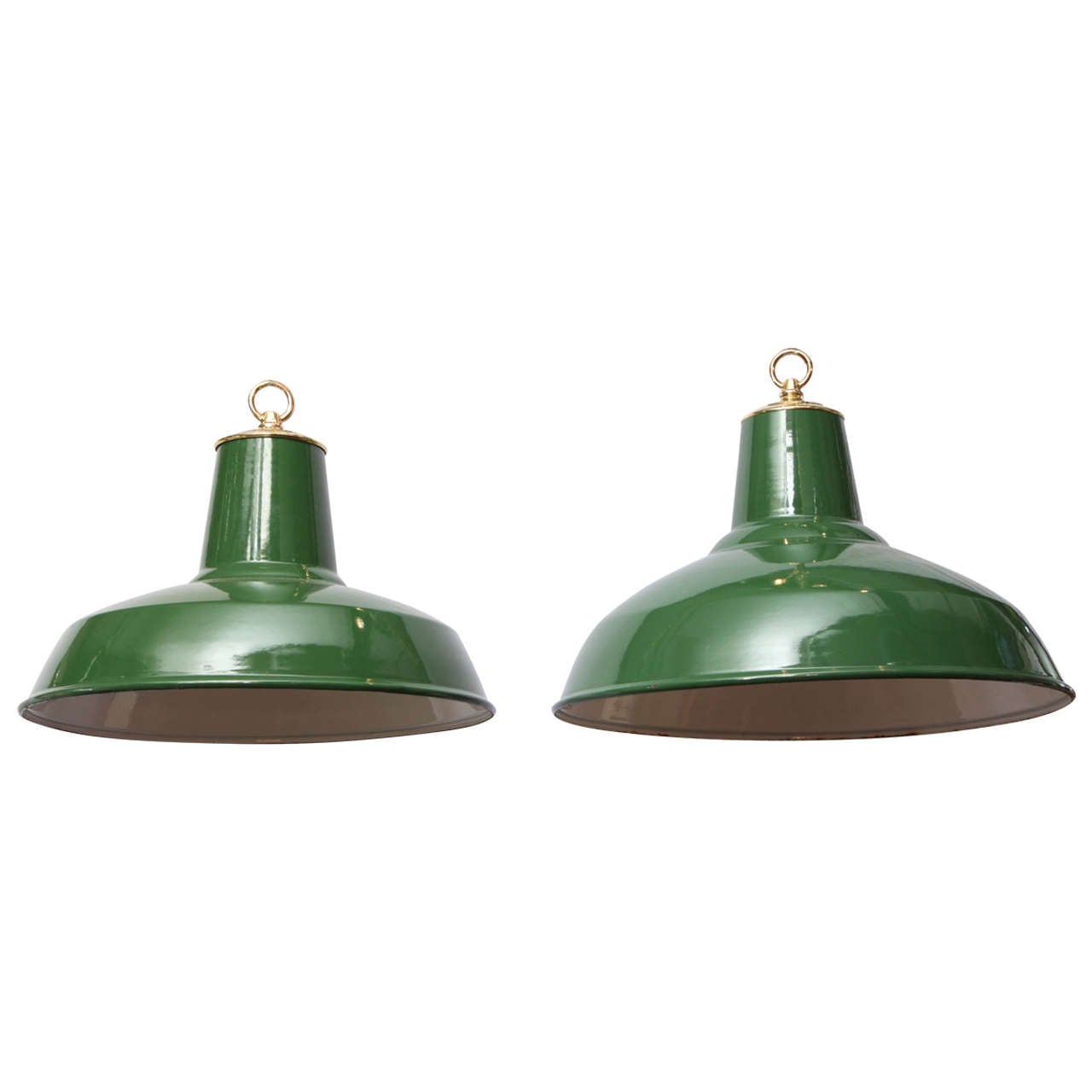 Hunter Green Enamel Pendant Lights