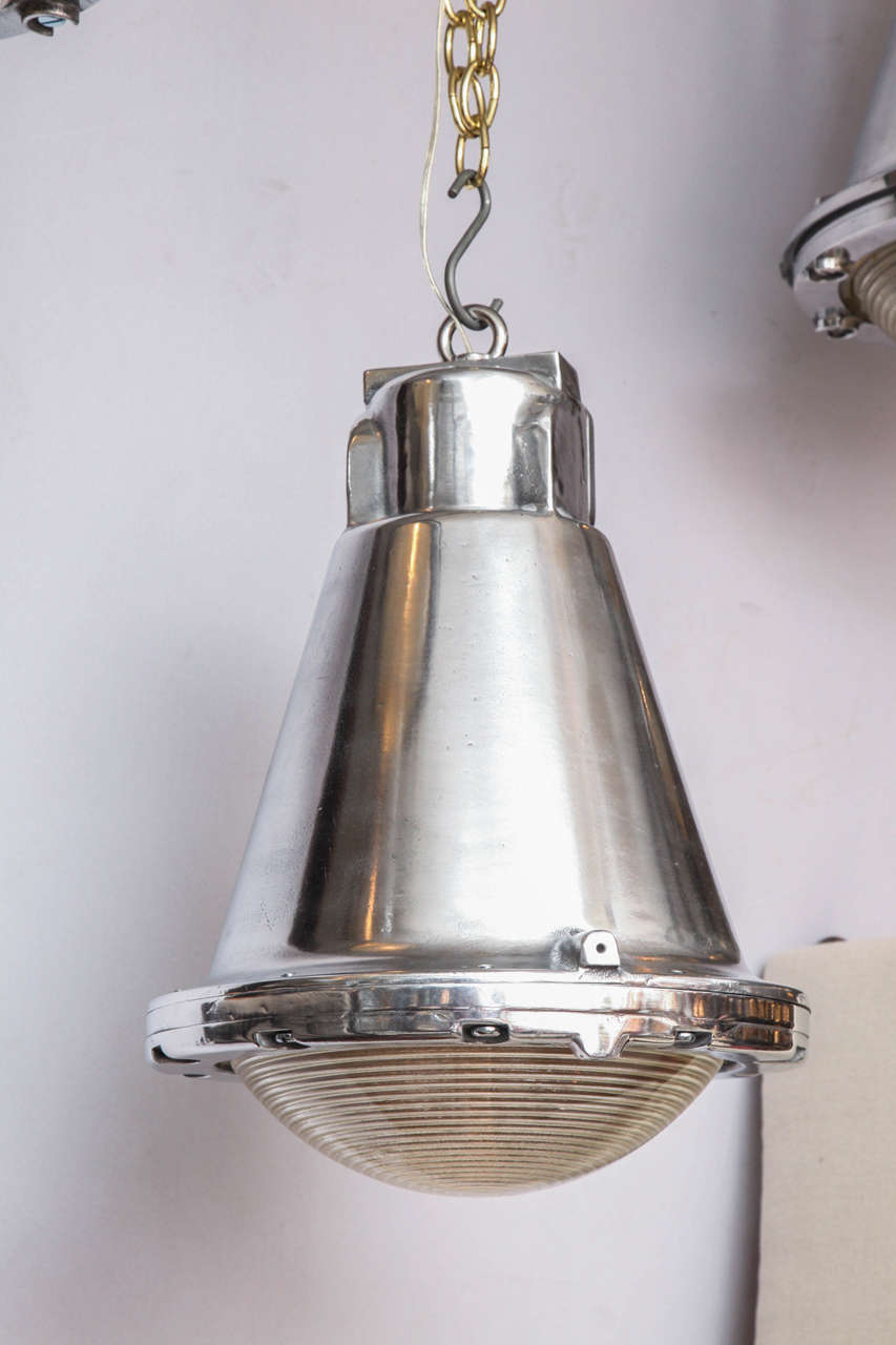 Polished Conical Industrial Lights In Excellent Condition In New York, NY