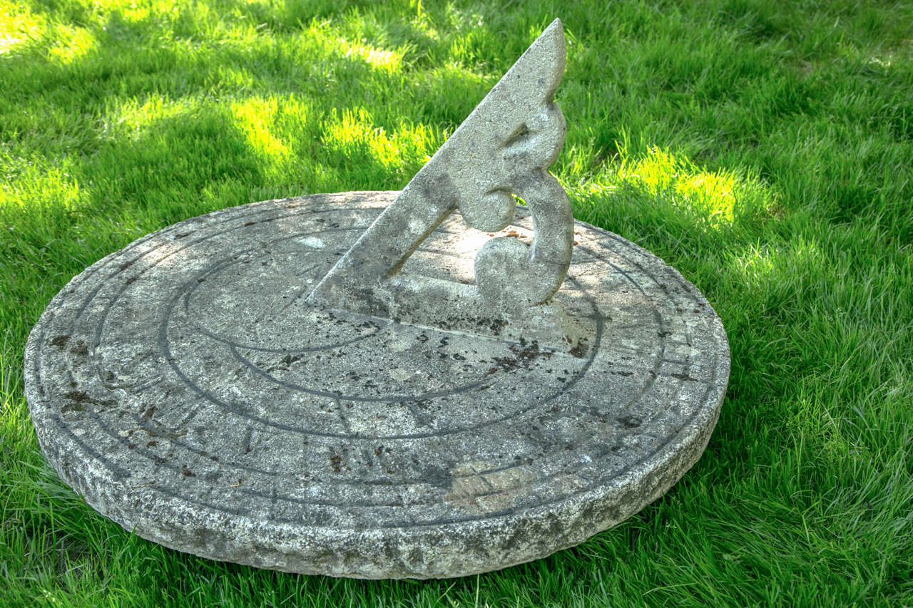Sundial with Stone Gnomon and Plate For Sale at 1stdibs